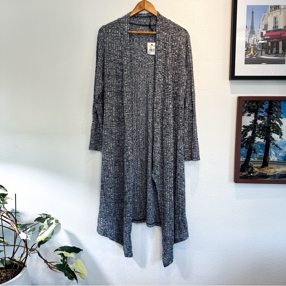 Open-Front Longline Cardigan Sweater - Navy